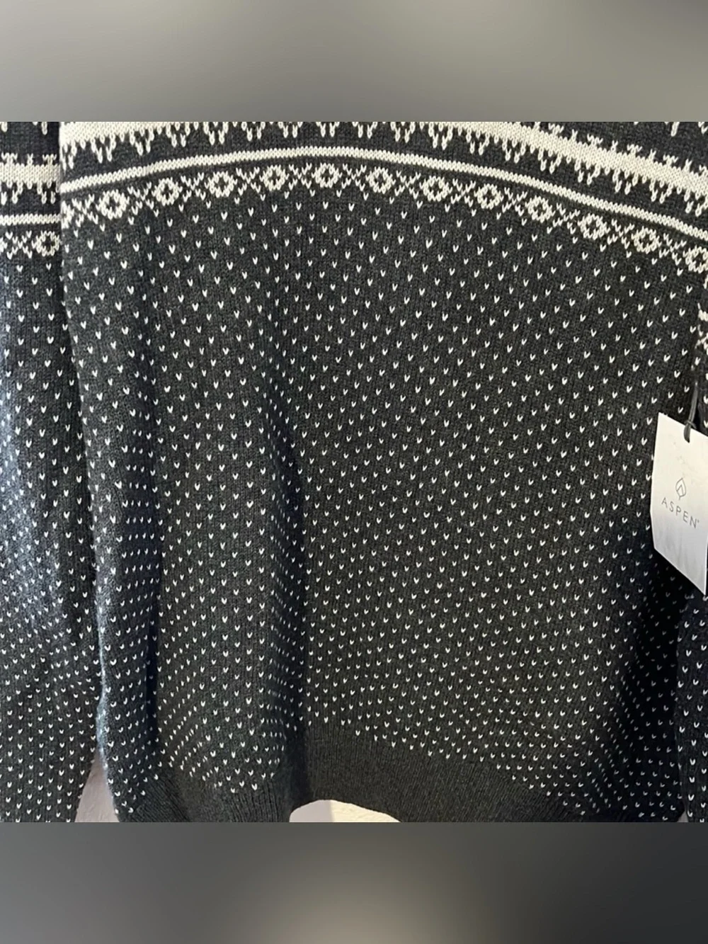 Aspen Mens Grey Snowflake 1/4 Zipper Sweater Size Large NWT